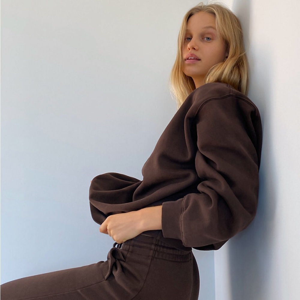 Aritzia Brown Crewneck and Shorts Sweatset - Picture 2 of 9